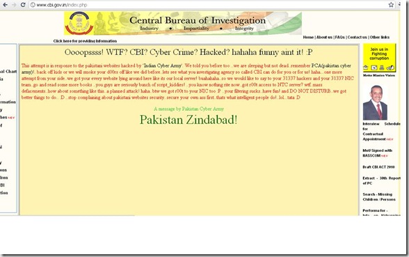 CBI Hacked Website